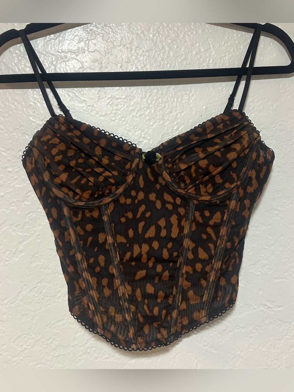 Isabelle’s Cabinet Leopard Print Bustier Camisole in Brown and Black